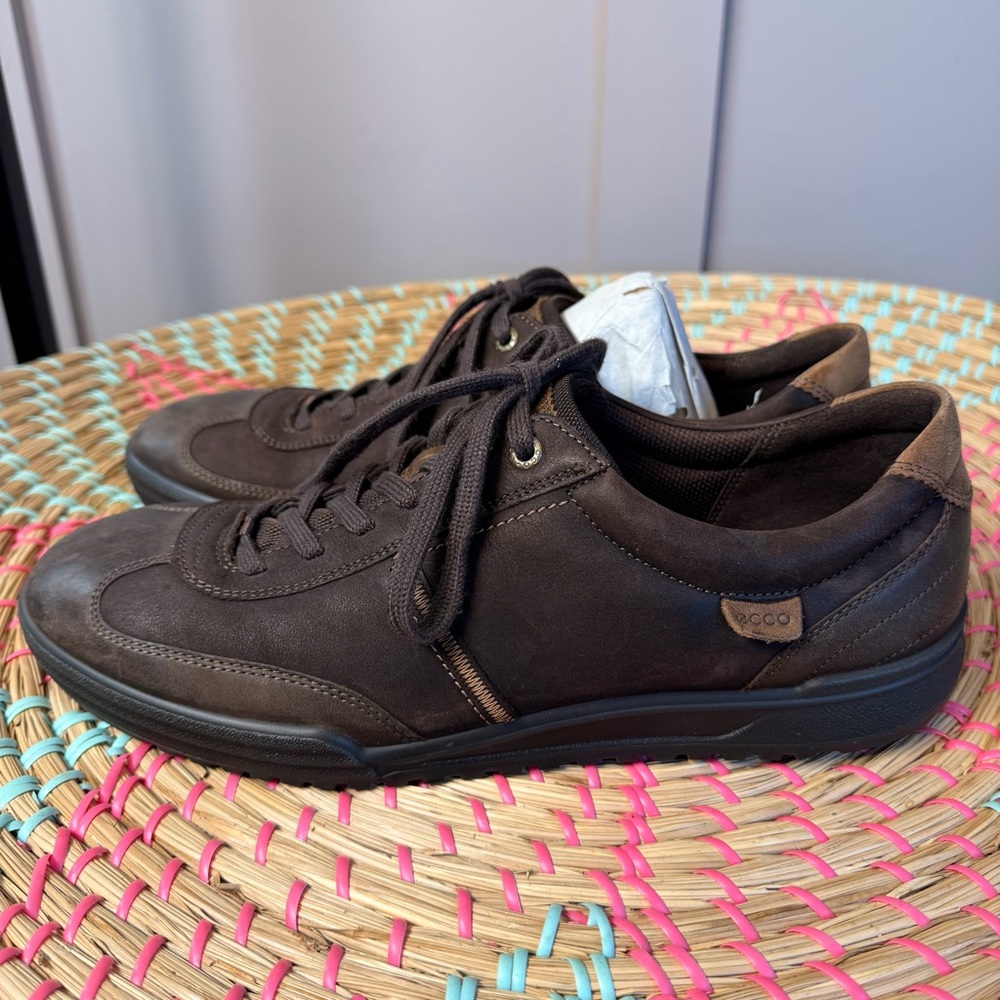 Ecco Fraser Classic Tie Shoes in a coffee brown color leather sneakers 43/9